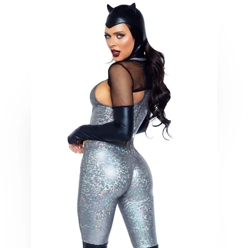 🦋B2G1🦋LEG AVENUE 4 PC Feline Felon
Holographic Catsuit Costume Set - Picture 5 of 8